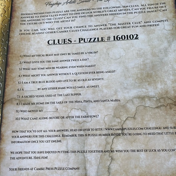 1000 piece jigsaw puzzle with hidden clues by Camille Press No. 160102 - Picture 5 of 5